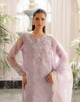 Lilac organza suit with embroidery - elegant 3 piece Pakistani suit with sheer dupatta