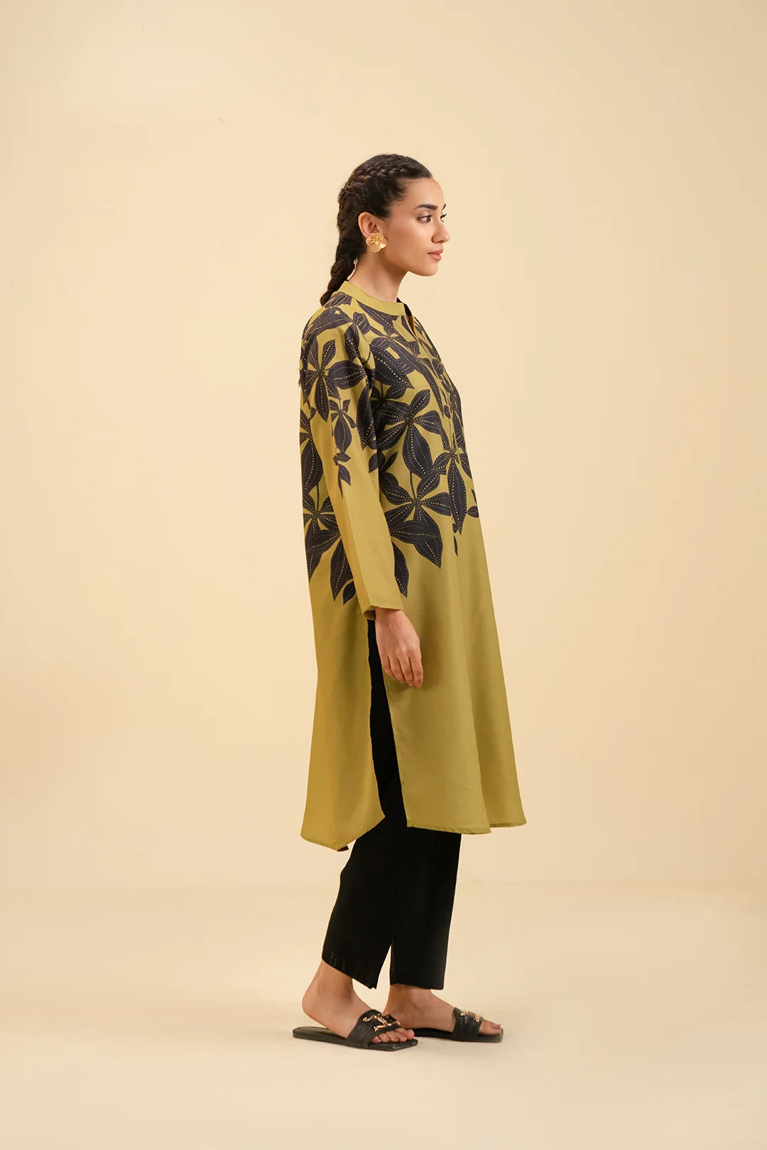 Lime Green Printed Lawn Shirt for Women – Breathable Summer Wear