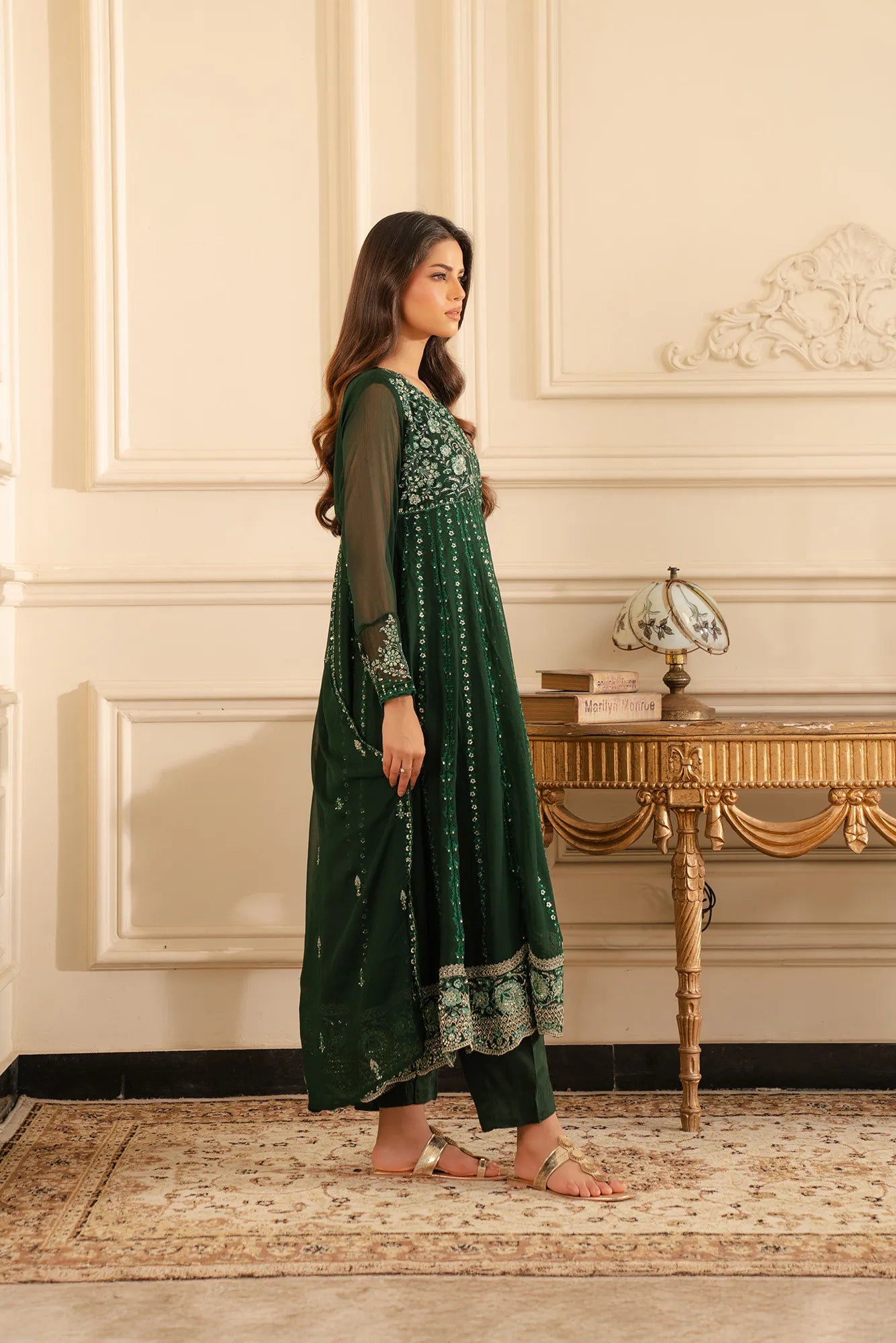 Luxury embroidered chiffon suits for formal occasions
