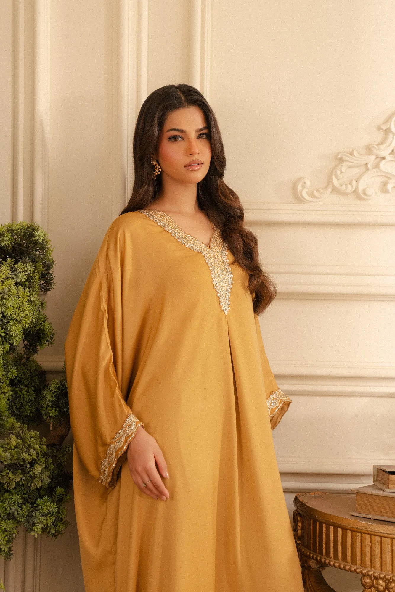 Luxury raw silk Pakistani kaftan dress new collection