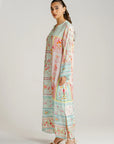 1 Piece Printed Raw Silk Kaftan