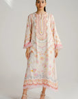 1 Piece Printed Raw Silk Kaftan