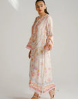 1 Piece Printed Raw Silk Kaftan