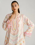 1 Piece Printed Raw Silk Kaftan
