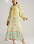 1 Piece Printed Raw Silk Kaftan