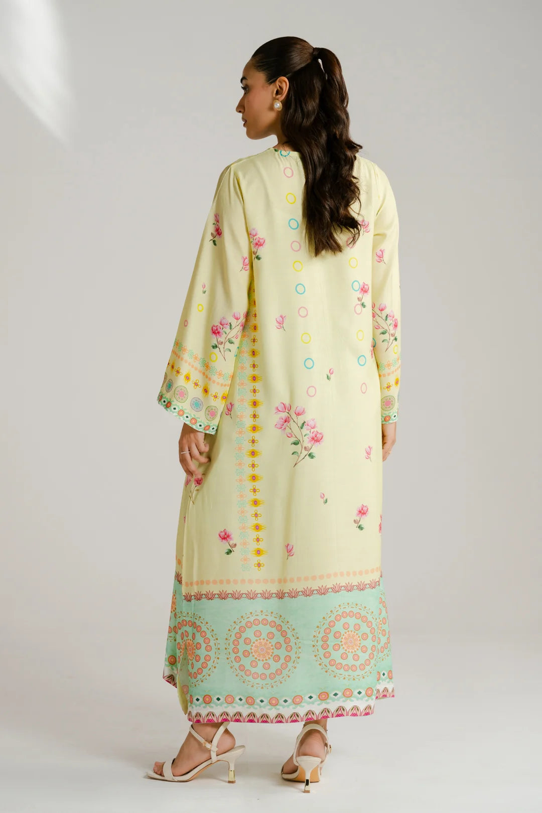 1 Piece Printed Raw Silk Kaftan