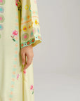 1 Piece Printed Raw Silk Kaftan