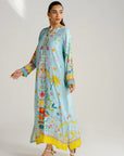 1 Piece Printed Raw Silk Kaftan