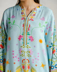 1 Piece Printed Raw Silk Kaftan