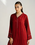 Deep maroon farshi shirt women full view Beyond East Pakistan