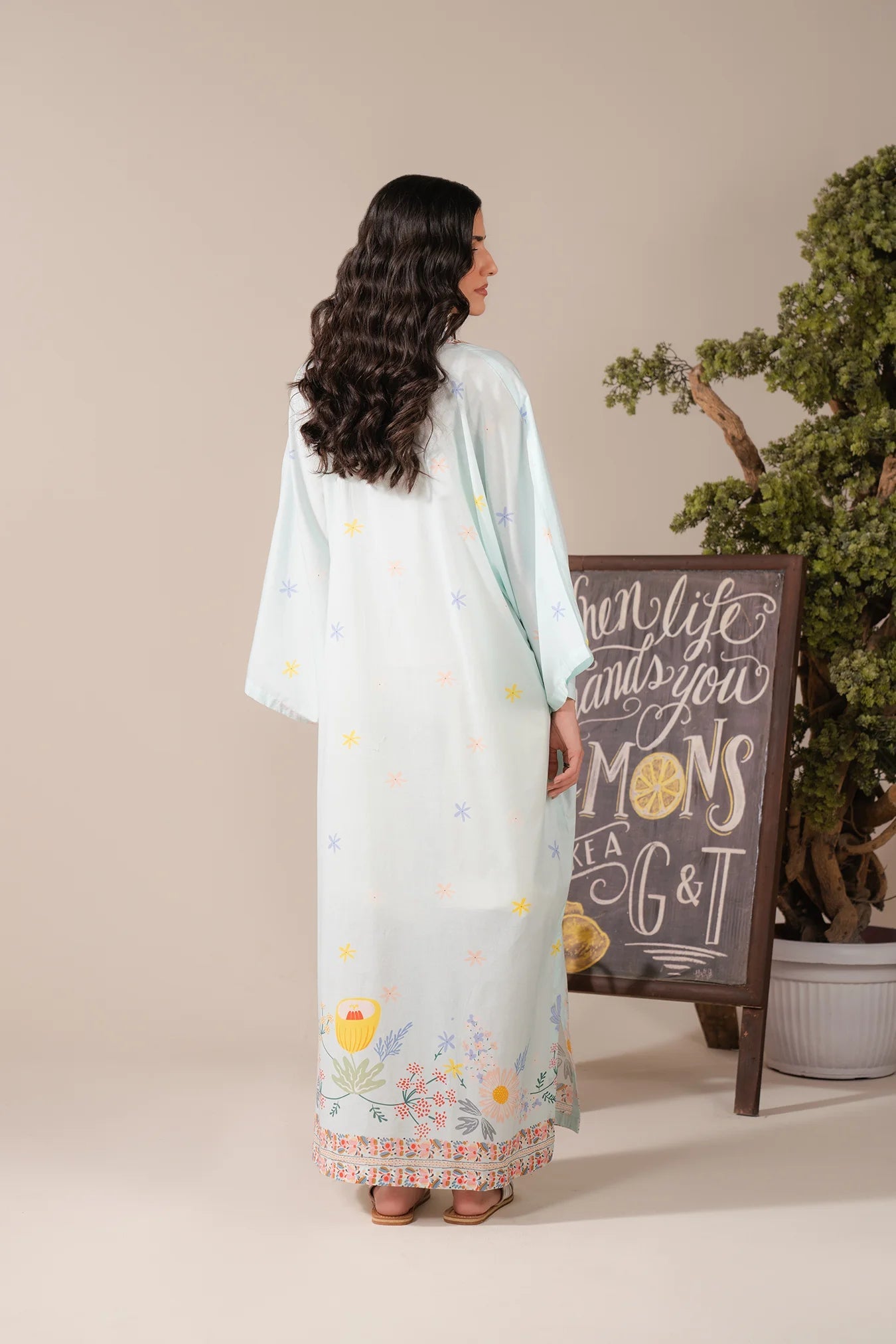 Modest Fashion Maxi Dress – Printed Lawn Kaftan Style in Soft Pastel Shades