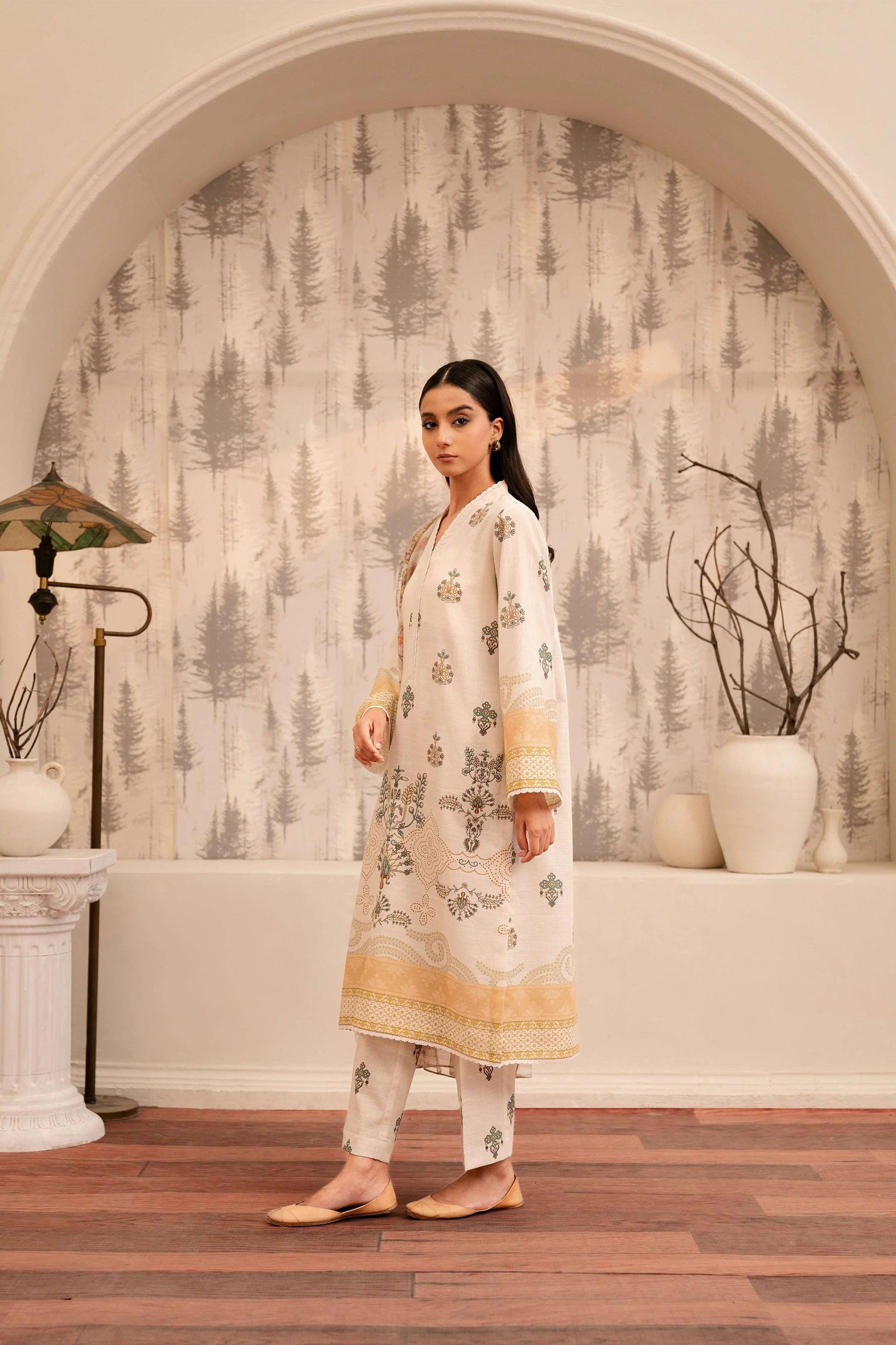 3 Piece Printed Khaddar Suit Pret Winter-24
