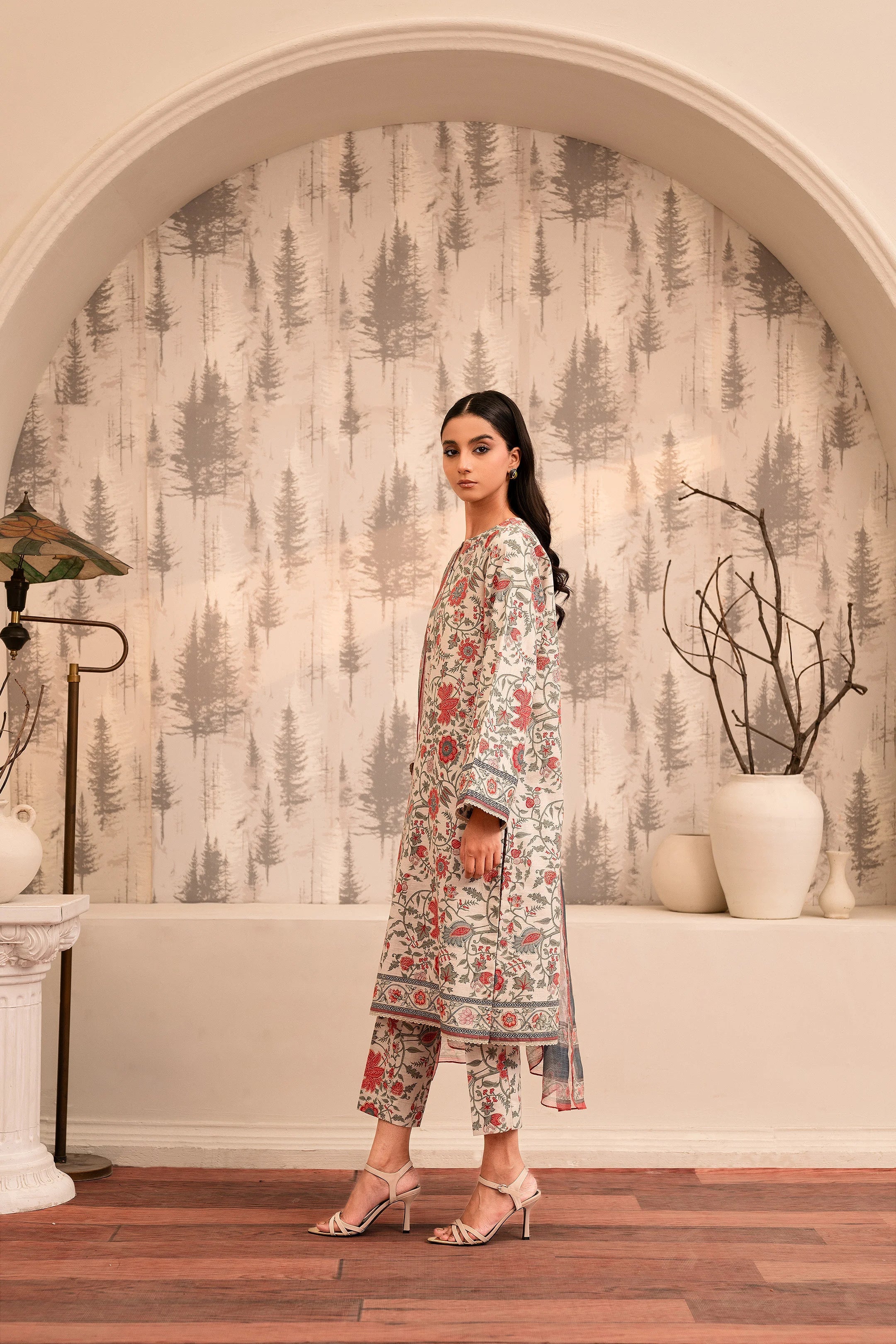 3 Piece Printed Khaddar Suit Pret Winter-24