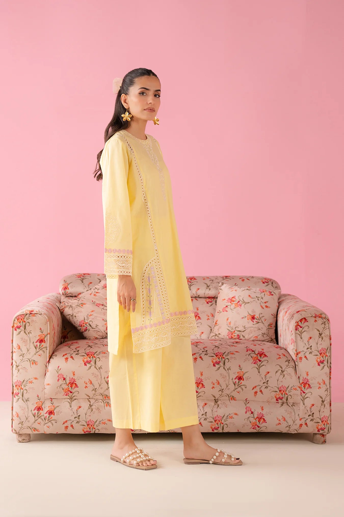 Pakistani Lawn Suit with White Embroidery – Shop 2 Piece Dresses Online in Canada