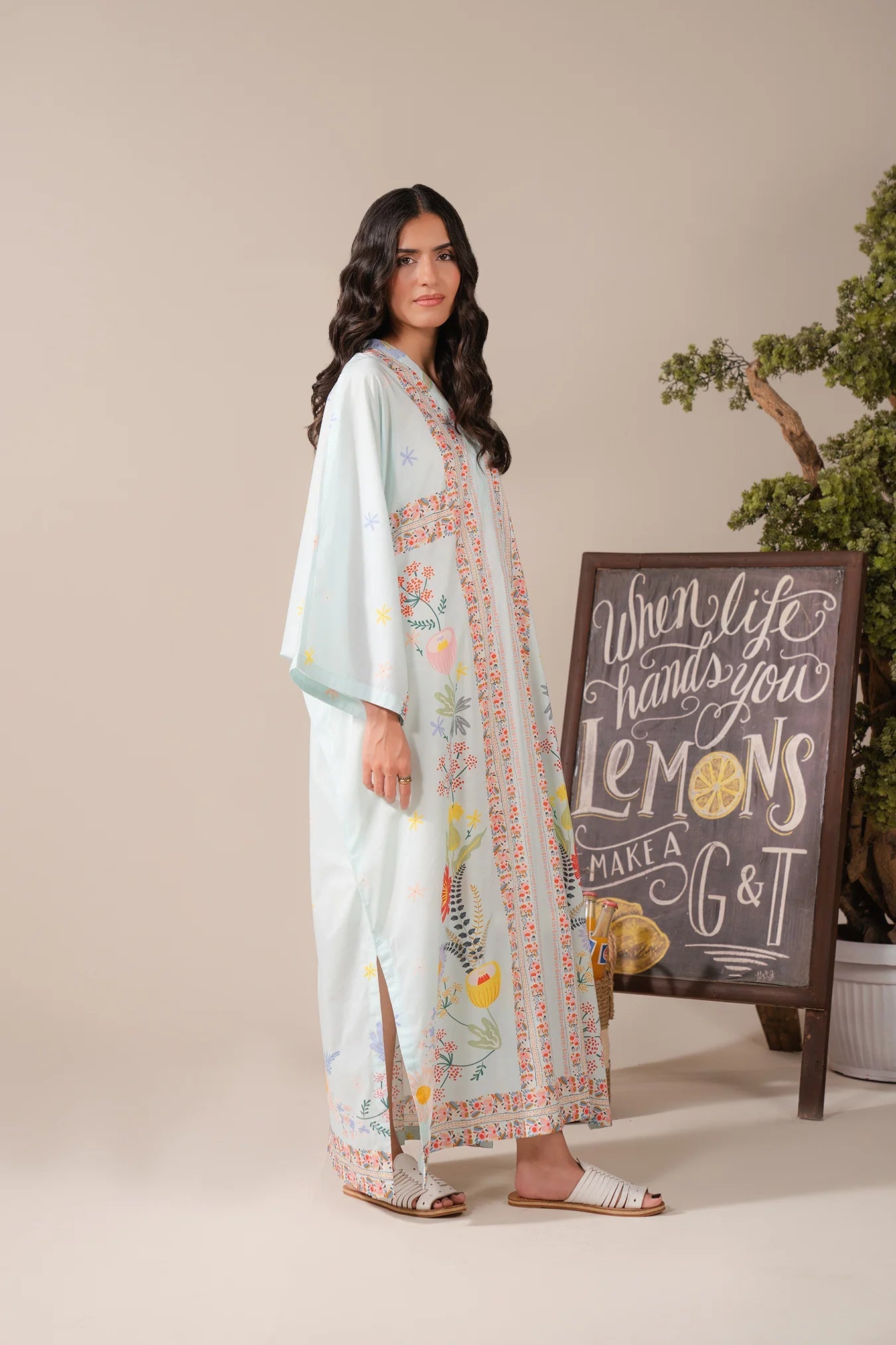 Pakistani Summer Long Dress – Pastel Lawn Maxi with Floral Print for Women