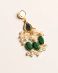 Pakistani bestselling green chandbali earrings flatlay pearl spacer teardrop stone jewellery online