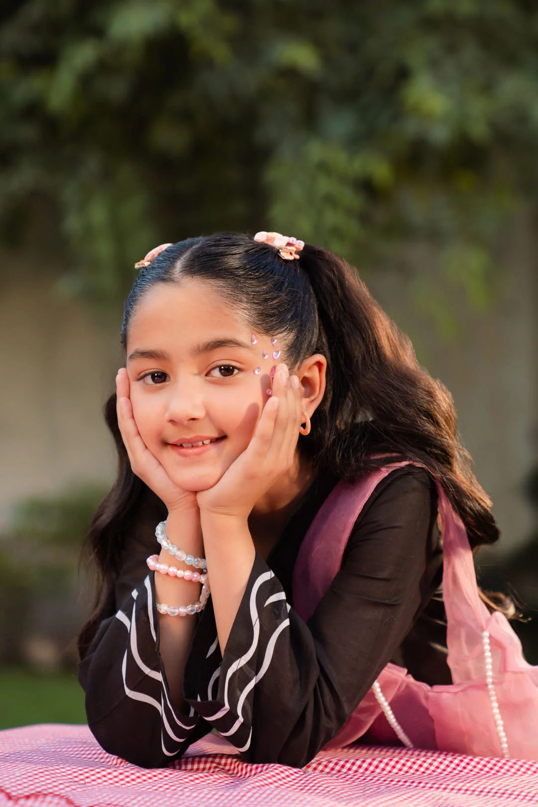 Pakistani black punjabi suit girls side view - 2pc lawn tween outfit white print age 10-14 buy online formal Eid wear