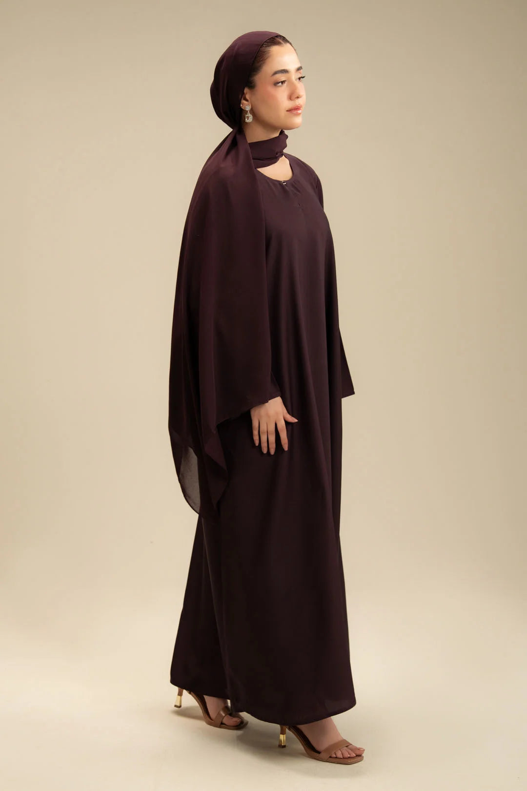 Plum abaya for women – dark purple plain colored abaya Beyond East Pakistan
