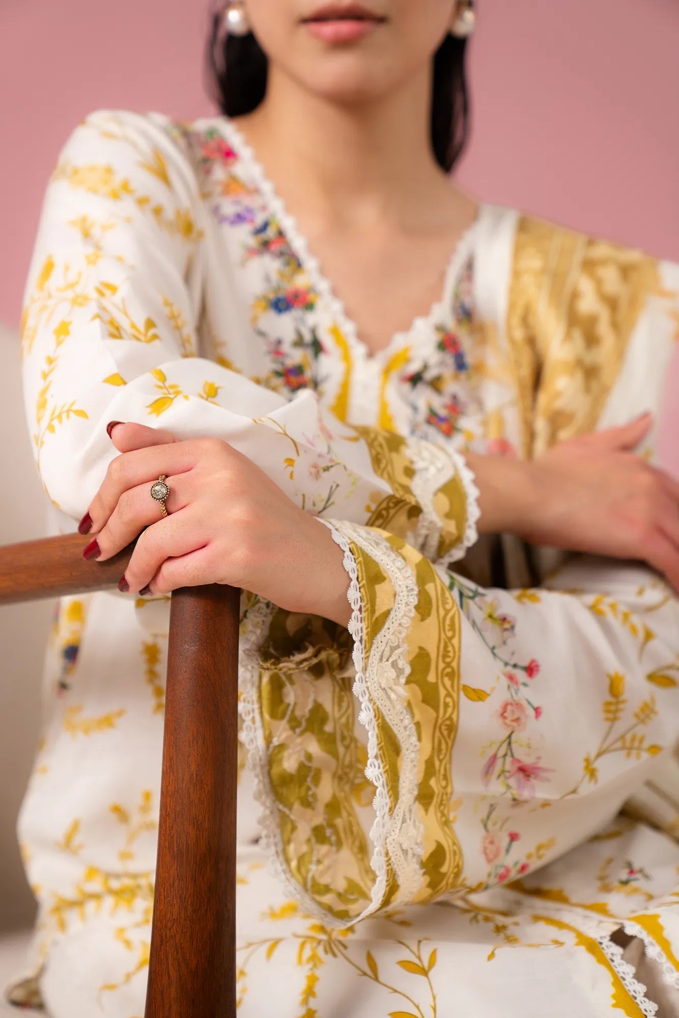 Premium embroidered 2 piece off white lawn suit with stylish dupatta, best for elite-class women in Citizen Colony Hyderabad