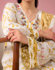 Premium embroidered 2 piece off white lawn suit with stylish dupatta, best for elite-class women in Citizen Colony Hyderabad