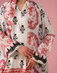 Premium winter 2 piece embroidered linen suit – elegant digital printed shirt styled with organza border and airy doriya dupatta, online shopping Pakistan, UK, USA