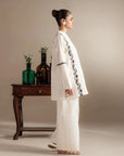 Purchase 2 piece white lawn suit embroidered - monochrome Pakistani women outfit ready to wear