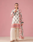 Purple 2 piece linen suit – embroidered digital printed shirt with organza border and doriya dupatta, premium winter collection for Pakistani women.