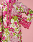 Rawalpindi online lawn suits Pakistan – chic white & pink 3 piece embroidered lawn suit with digital prints, organza embroidery, and chiffon dupatta
