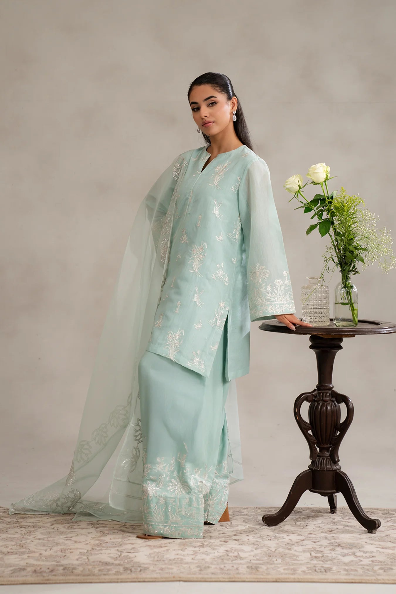 Ready to wear raw silk Pakistani suits for festive and formal wear