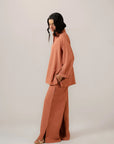 Rust orange co ord set for women - oversized shirt and palazzo pants matching set