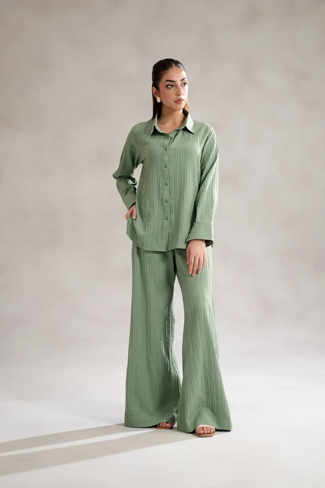 Sage green 2 piece co ord set for women – Azadi Sale western wear 2025