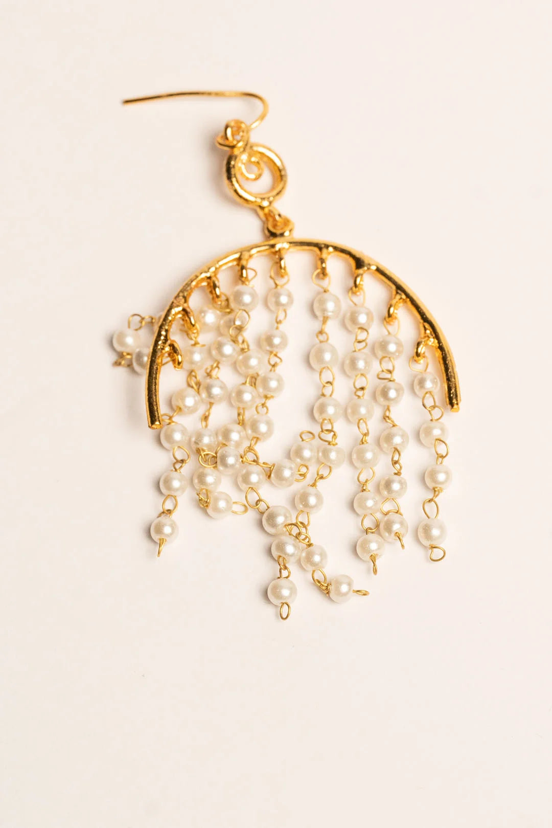 Semi-circular gold chandbali pearl waterfall earrings bestselling Walima Pakistani jewellery