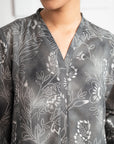 Shop 2-Piece Charcoal Khaddar Suit – Chic Print & Comfortable Fit for Women’s Casual Looks
