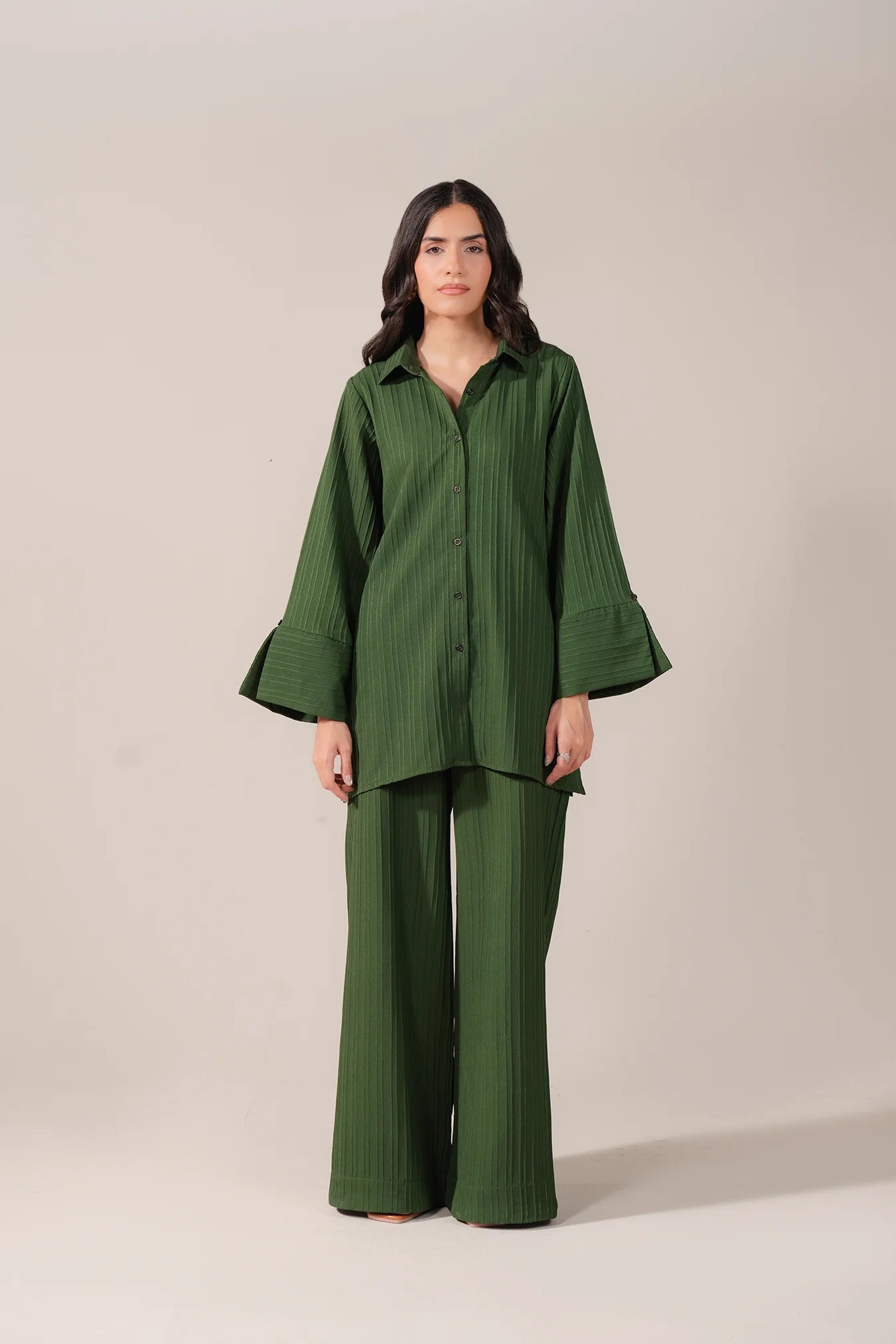 Shop Green solid co ord set for women – stylish Azadi Sale outfit