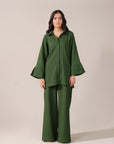 Shop Green solid co ord set for women – stylish Azadi Sale outfit