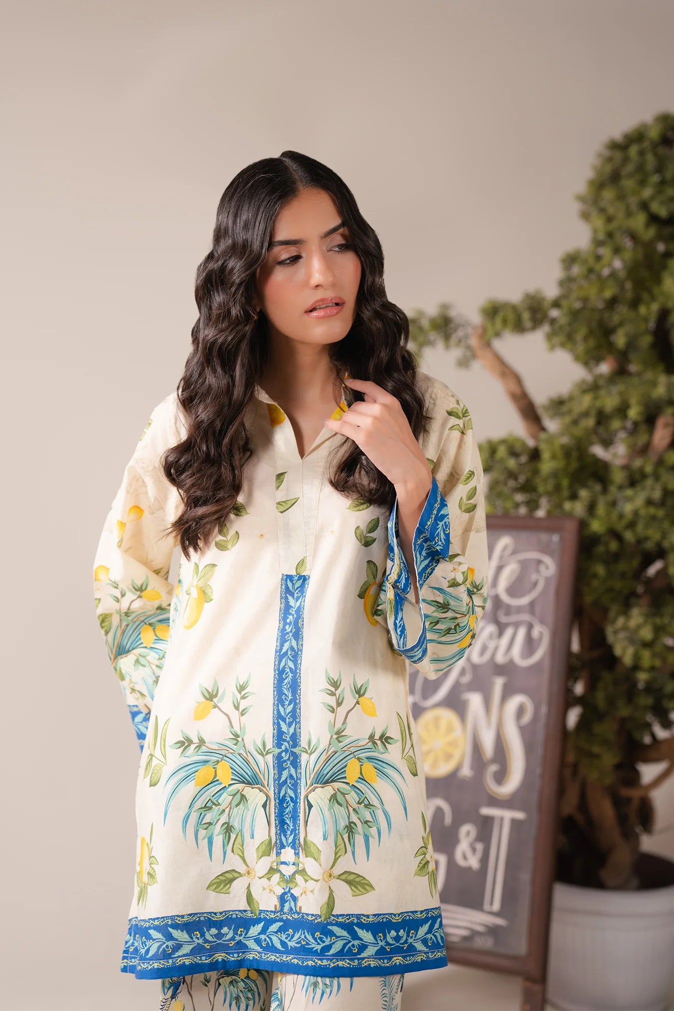 Shop Now Lemon Print 2 Piece Lawn Suit - Co Ord Sets UK Online