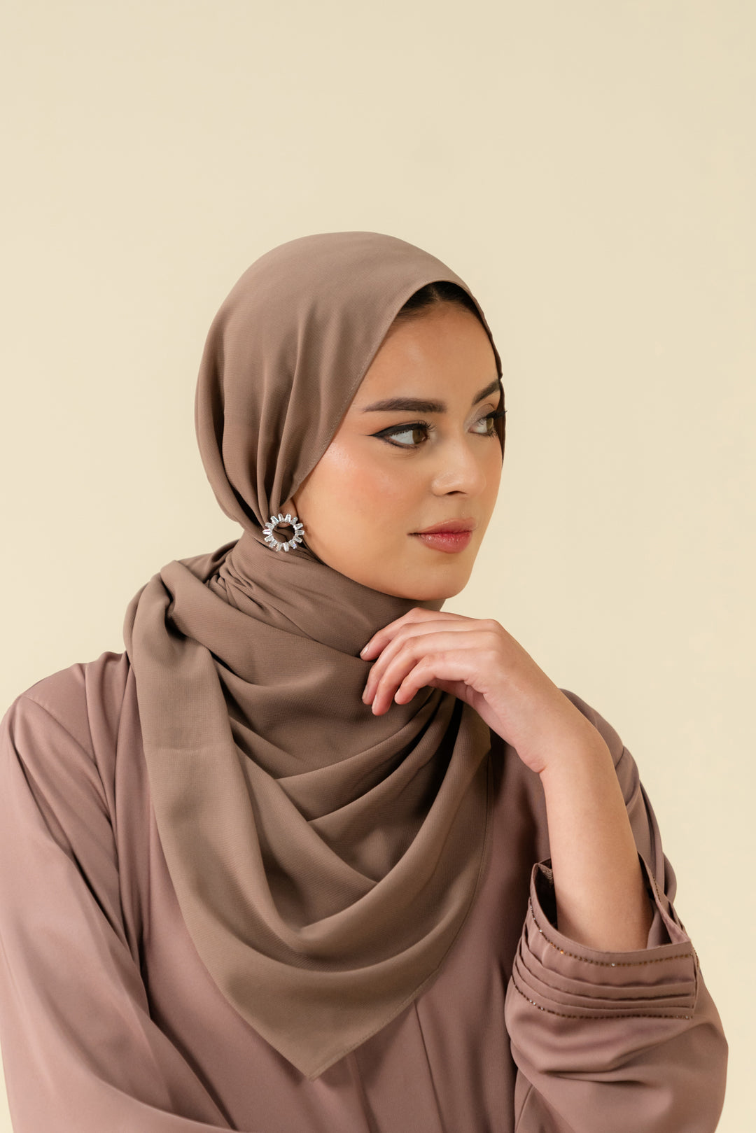 Shop Premium Turkish Hijabs Online – Stylish Taupe Scarf for Women