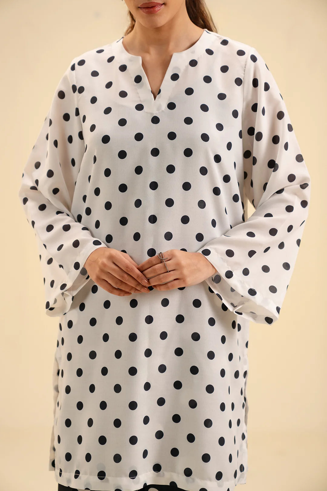 Shop trendy polka dot cambric suit – perfect for casual & semi-formal wear.