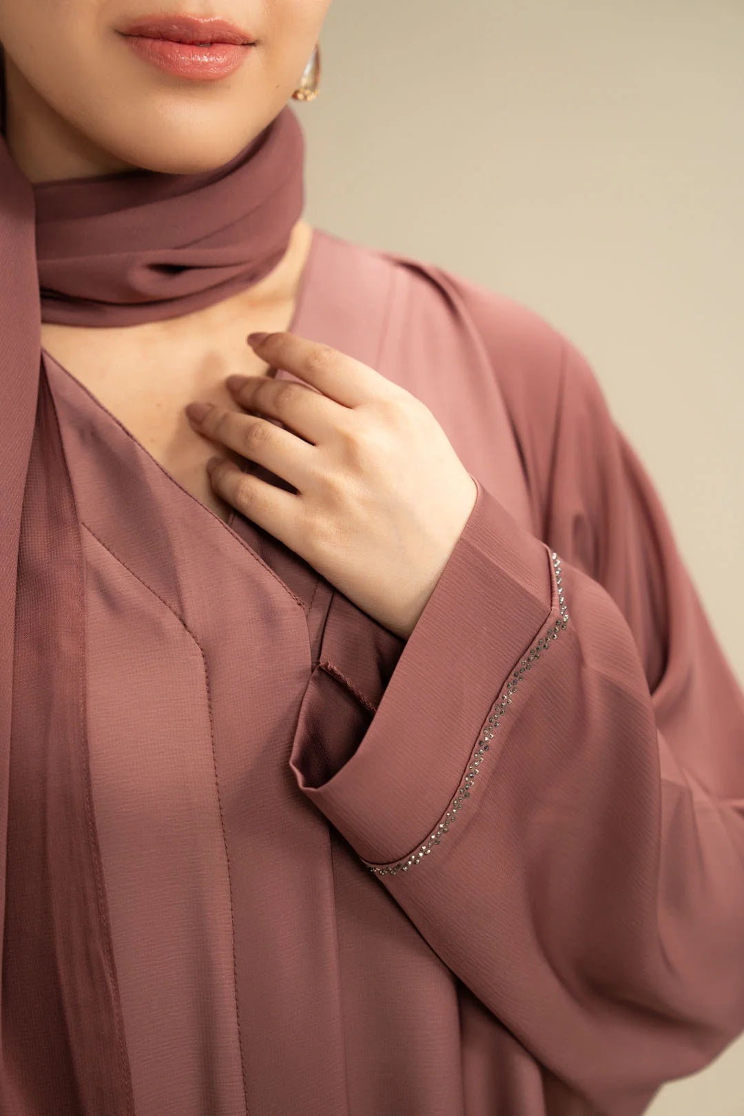 Sleeve embroidery detail tea pink abaya – abaya sleeve designs Beyond East WTSE161195