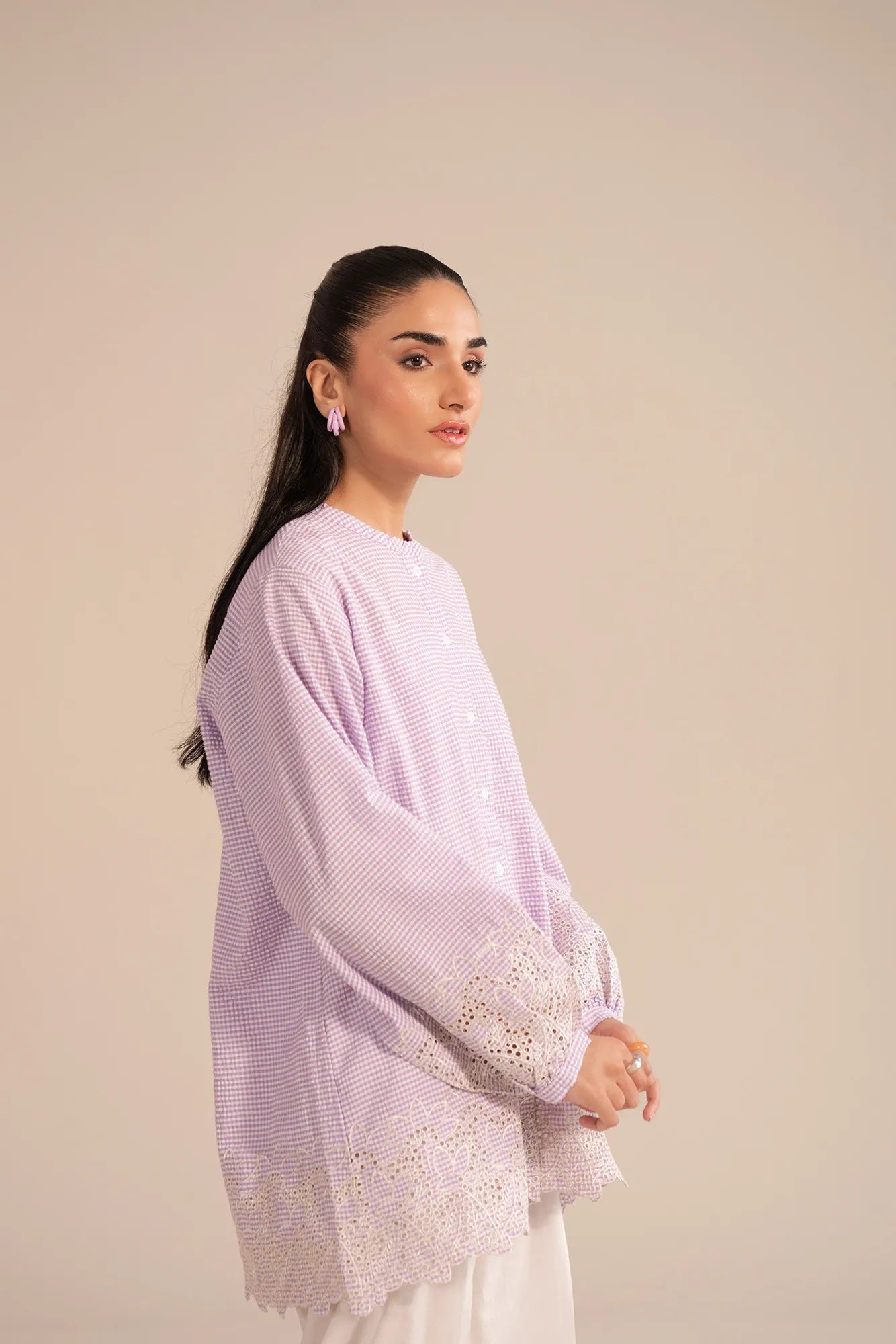 Stylish everyday casual shirt for women with embroidered details