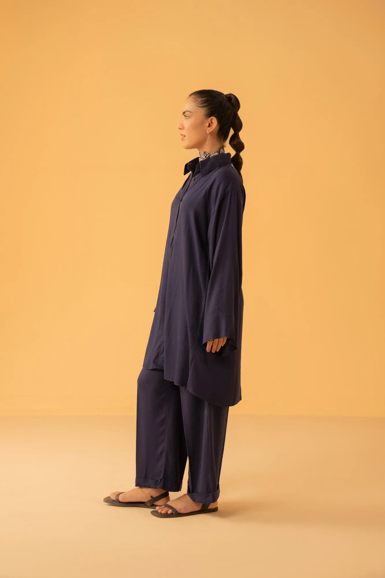 Stylish navy blue 2 Piece Linen Suit available in Karachi, Lahore, Islamabad