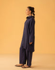 Stylish navy blue 2 Piece Linen Suit available in Karachi, Lahore, Islamabad