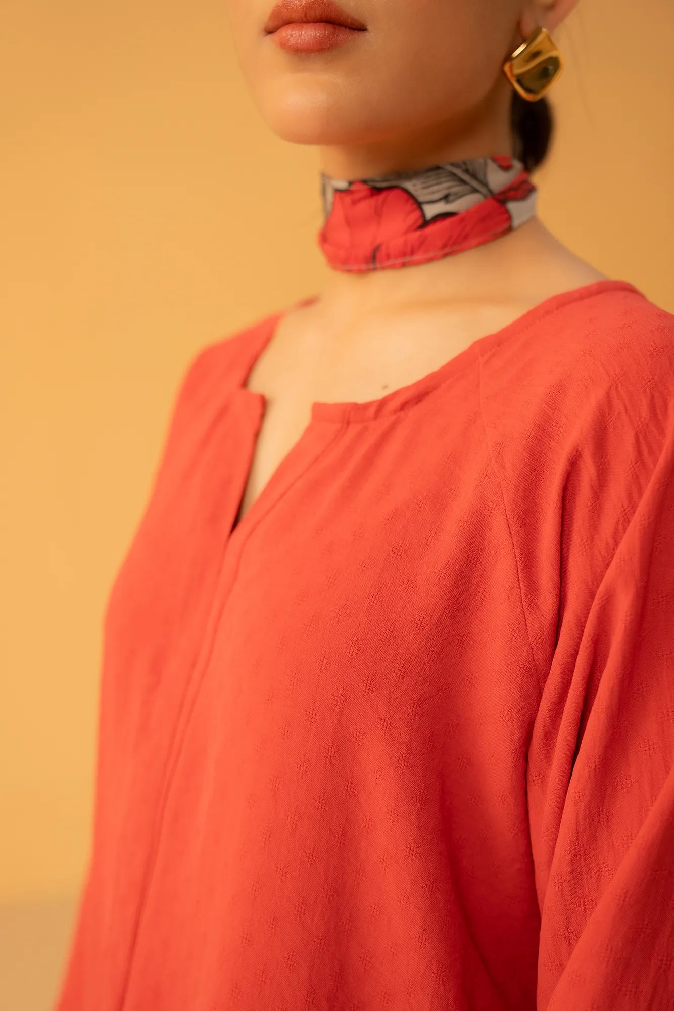 Stylish red ladies linen shirt perfect for everyday and office outfits
