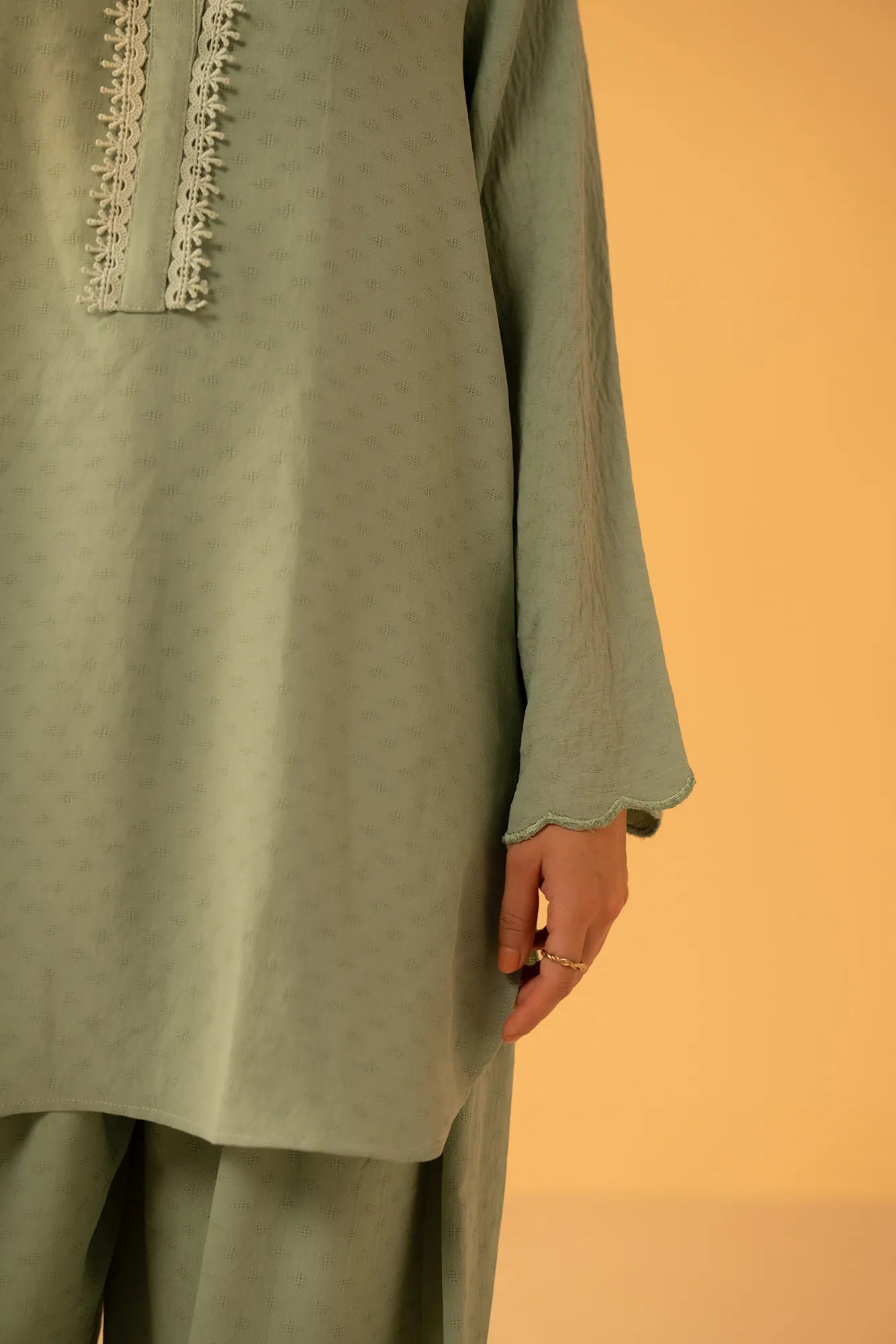 Trendy pastel green linen shirt Pakistan in straight cut design
