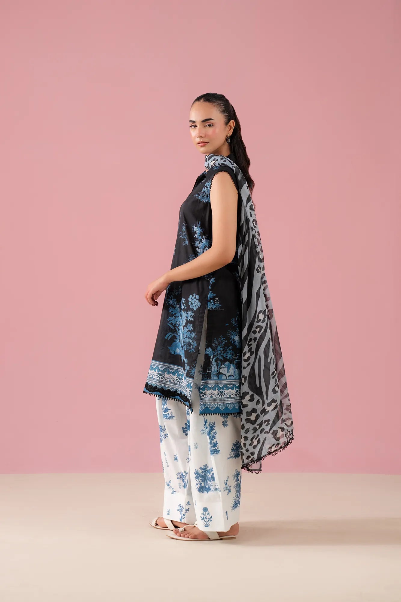 Unstitched digital printed lawn shirt with cambric trouser and chiffon dupatta for ladies shopping in Bahria Town Rawalpindi