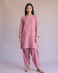 2 Piece Embroidered Raw Silk Suit