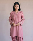 2 Piece Embroidered Raw Silk Suit