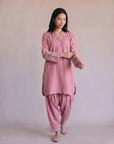 2 Piece Embroidered Raw Silk Suit