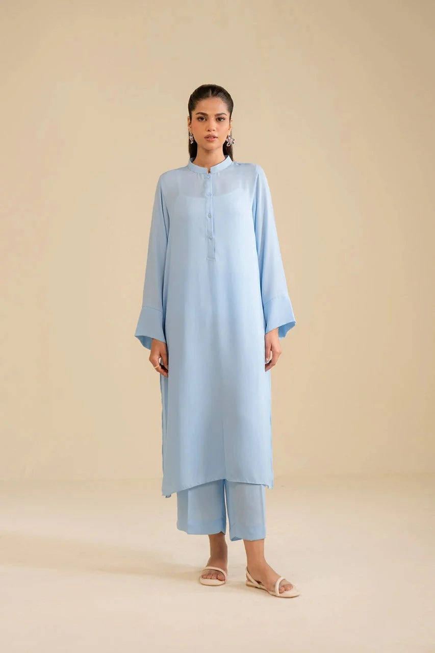 2 Piece Solid Georgette Suit Pret SS - 25
