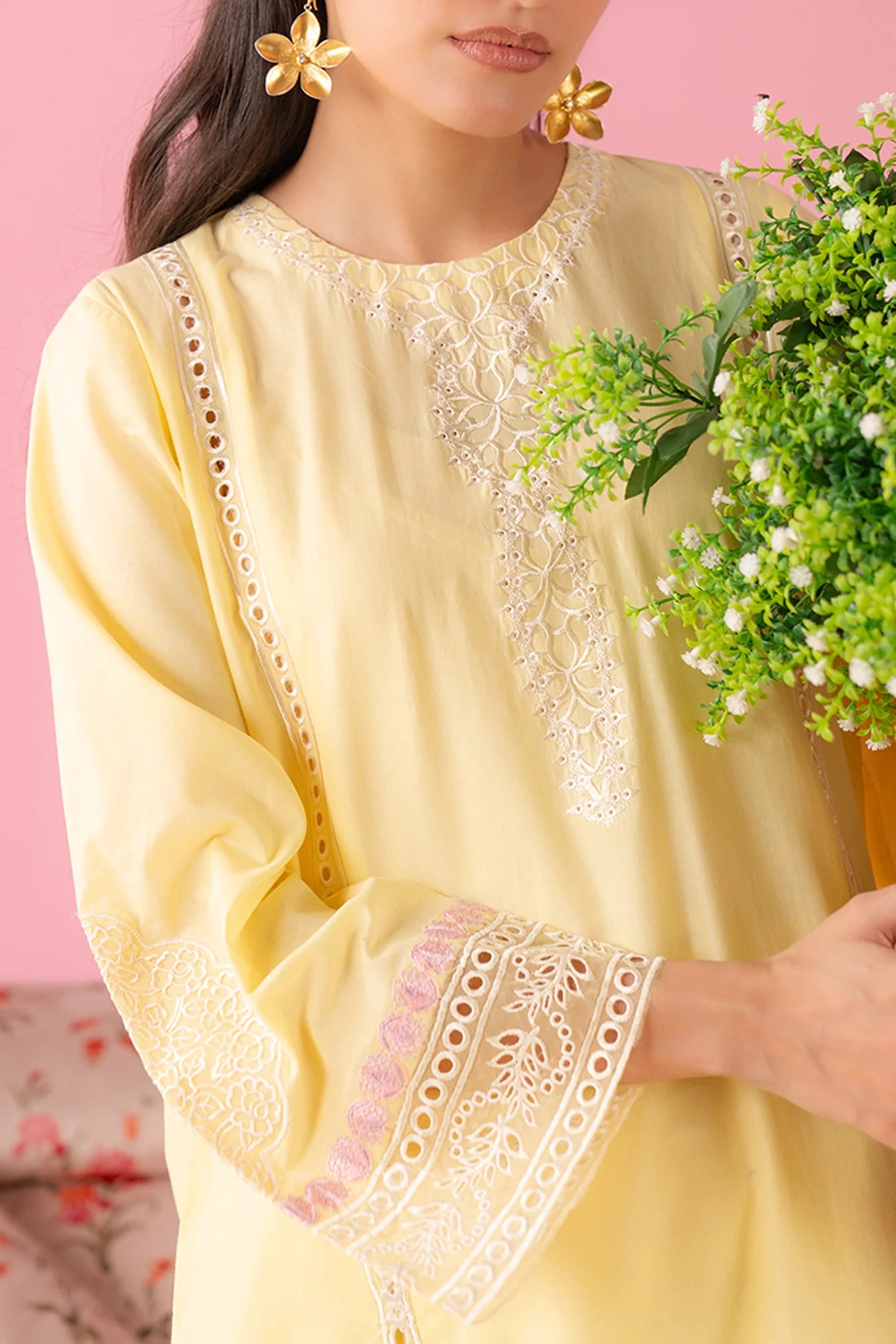 Women Punjabi Style Lawn Suit with White Embroidered Kurta and Trousers – Canada Online